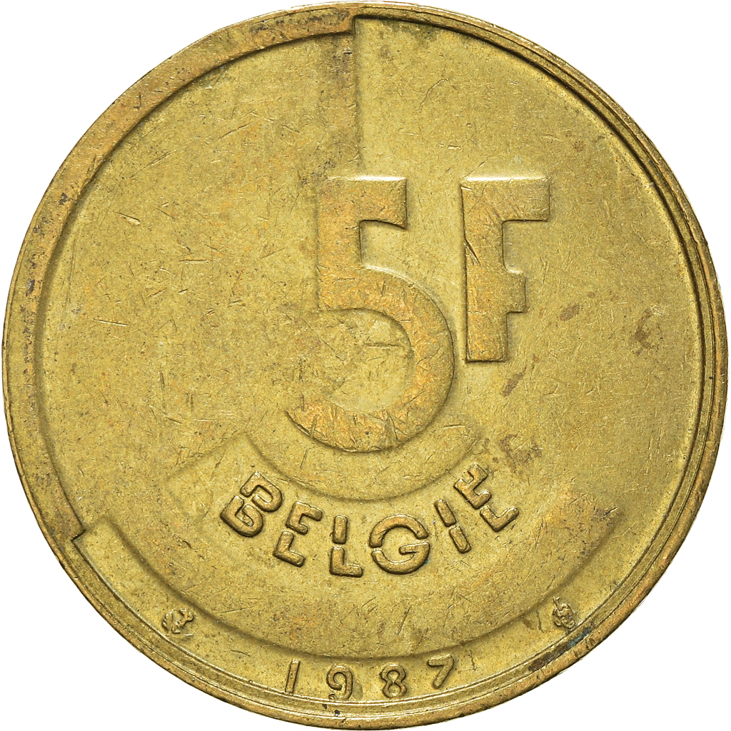 Moneda, Bélgica, 5 Francs, 5 Frank, 1987