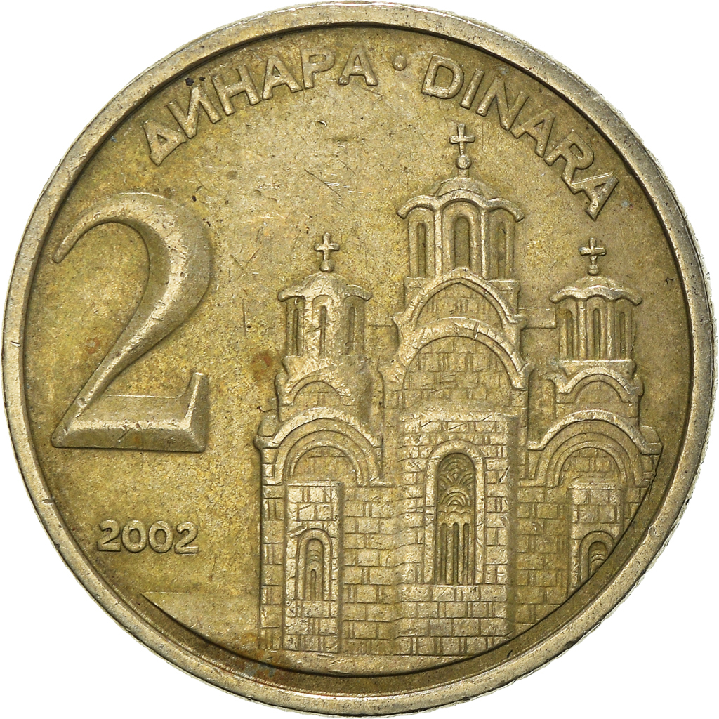 Moneda, Yugoslavia, 2 Dinara, 2002