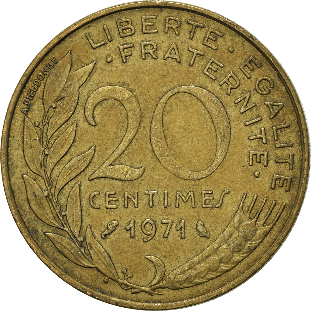 Moneda, Francia, 20 Centimes, 1971