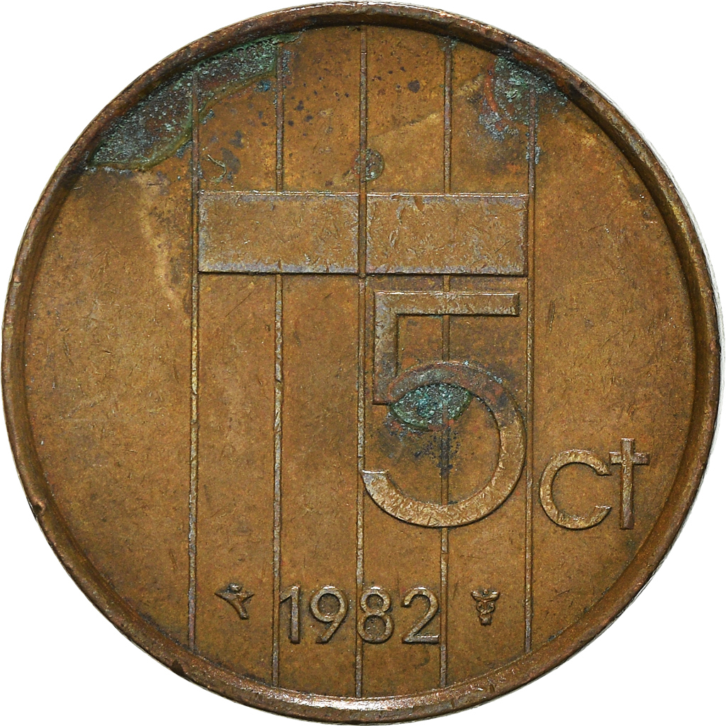 Moneda, Países Bajos, 5 Cents, 1982