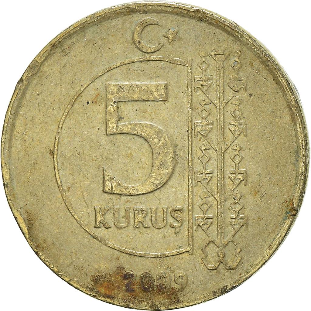 Moneda, Turquía, 5 Kurus, 2009