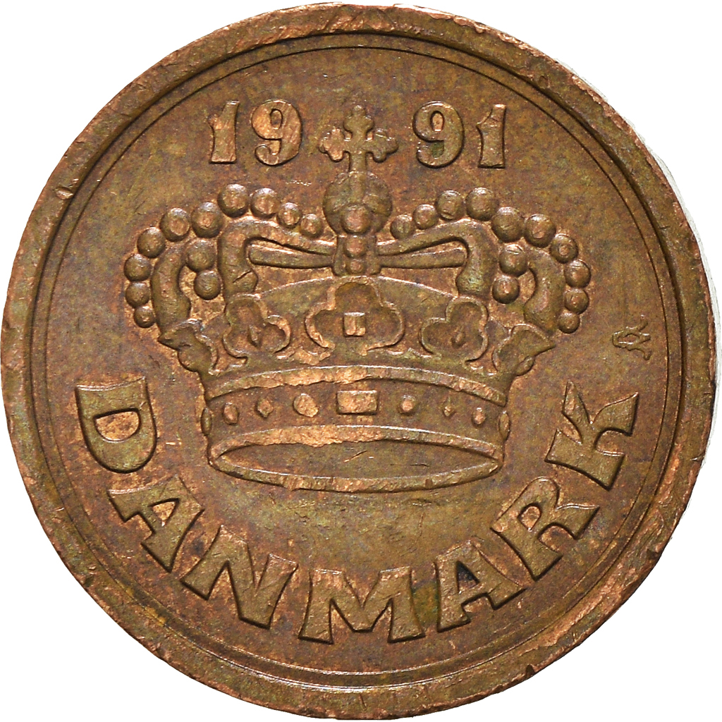 Moneda, Dinamarca, 25 Öre, 1991
