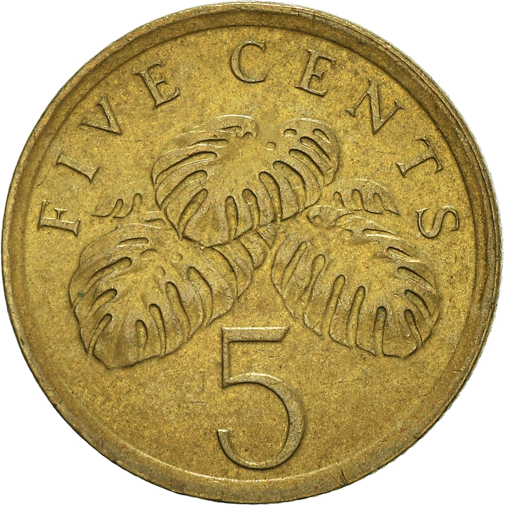 Moneda, Singapur, 5 Cents, 1989