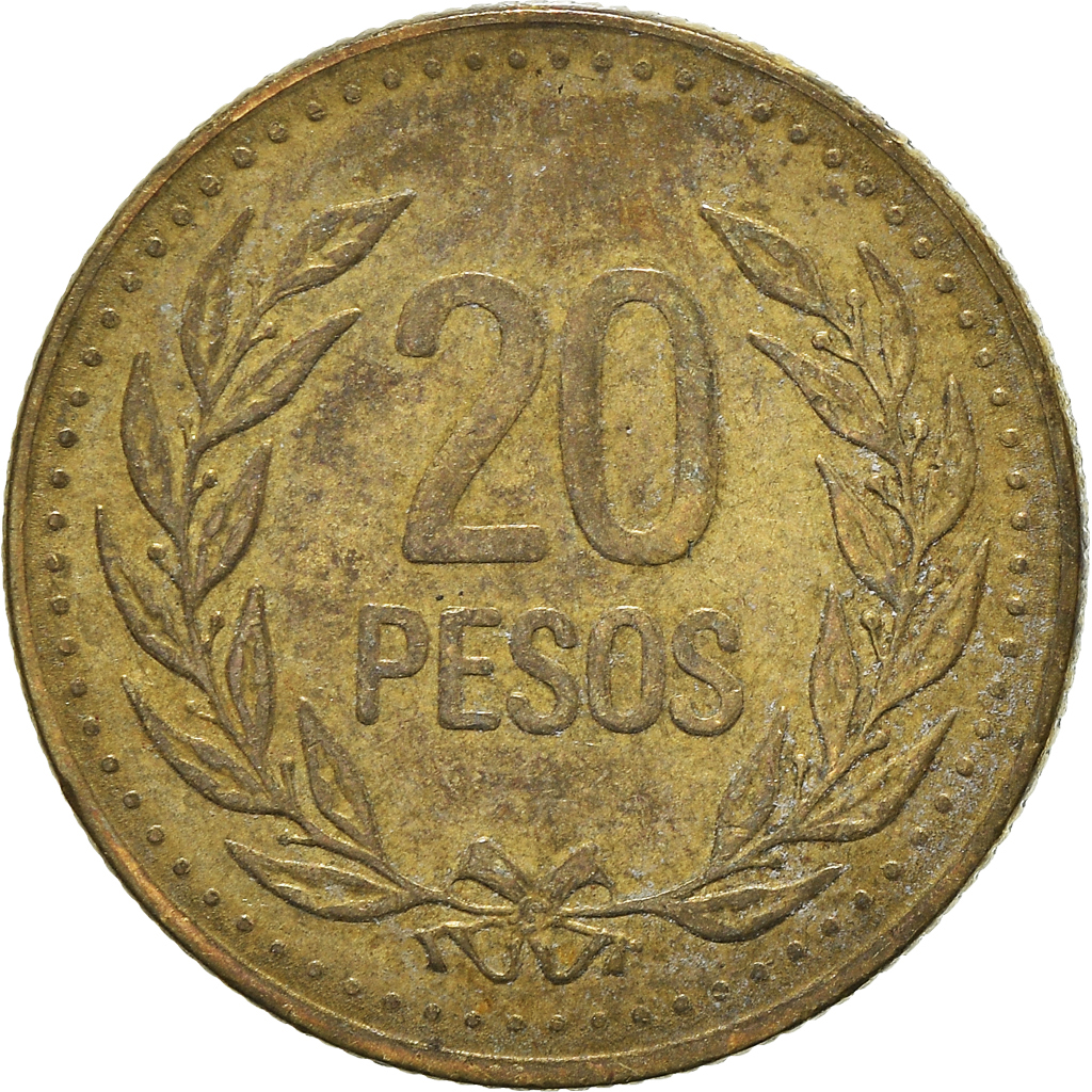 Coin, Colombia, 20 Pesos, 1991