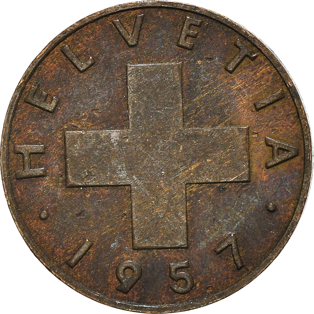 Moneda, Suiza, Rappen, 1957
