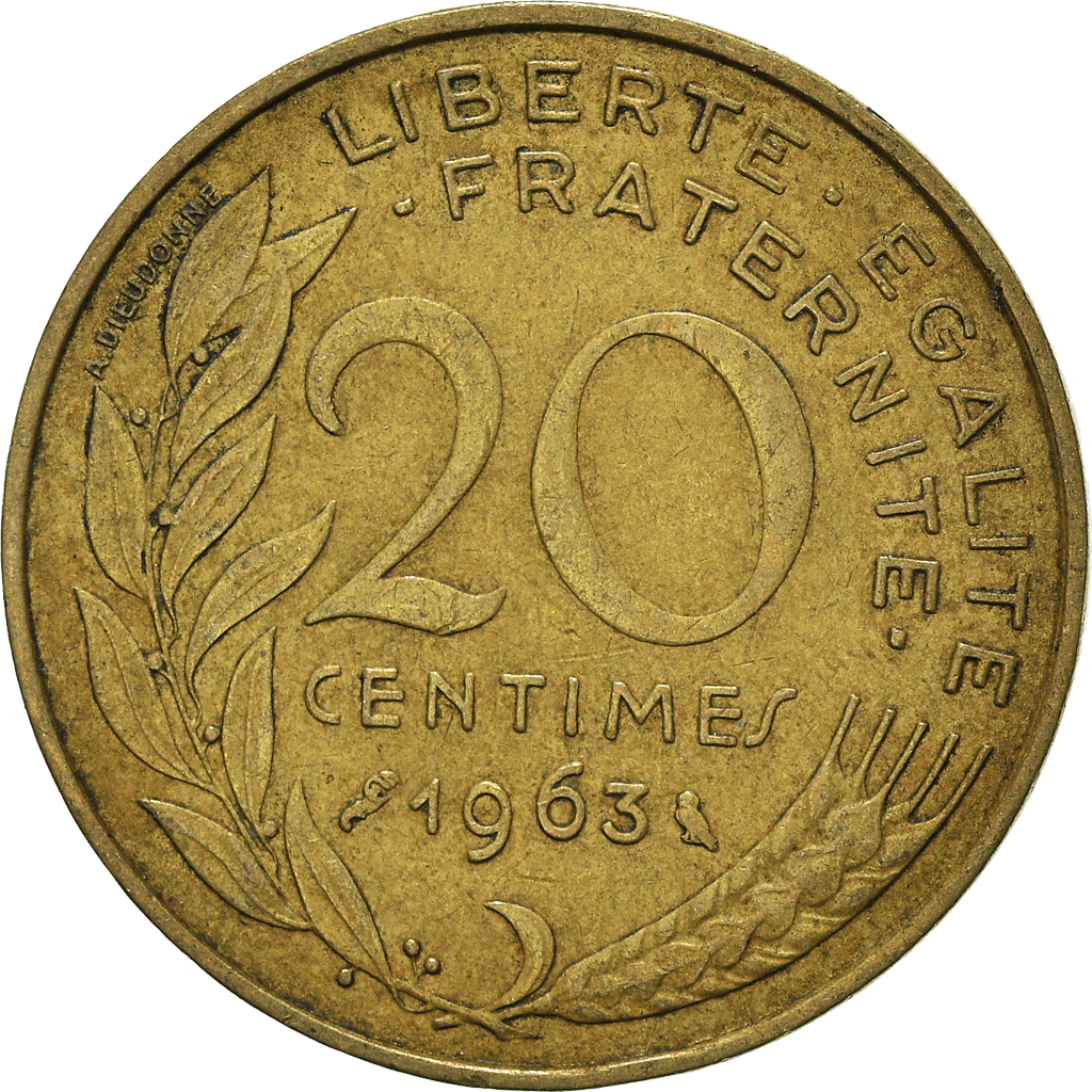 Moneda, Francia, 20 Centimes, 1963