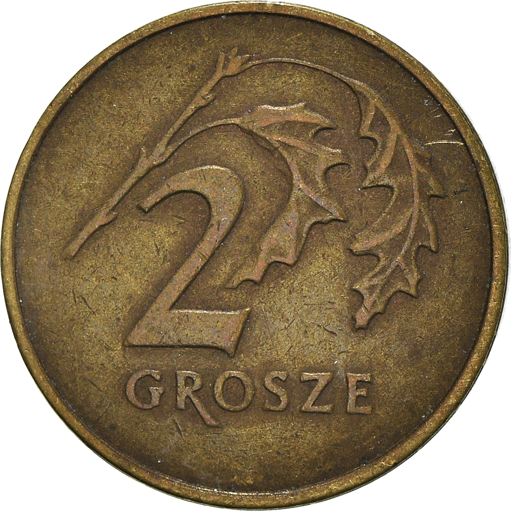 Moneda, Polonia, 2 Grosze, 1992
