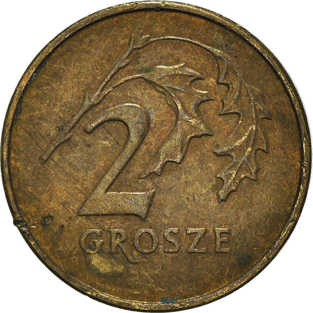 Moneda, Polonia, 2 Grosze, 1992