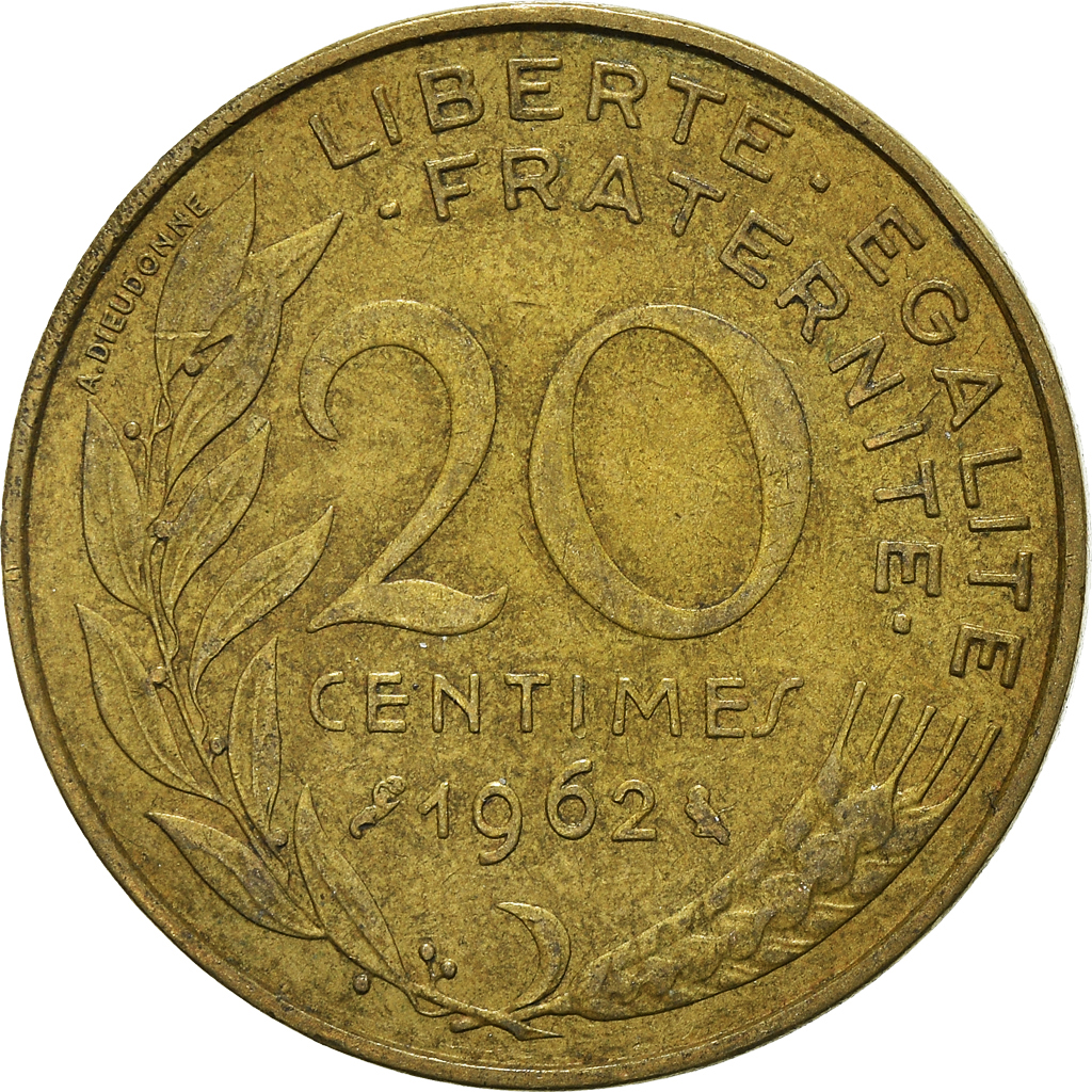 Moneda, Francia, 20 Centimes, 1962