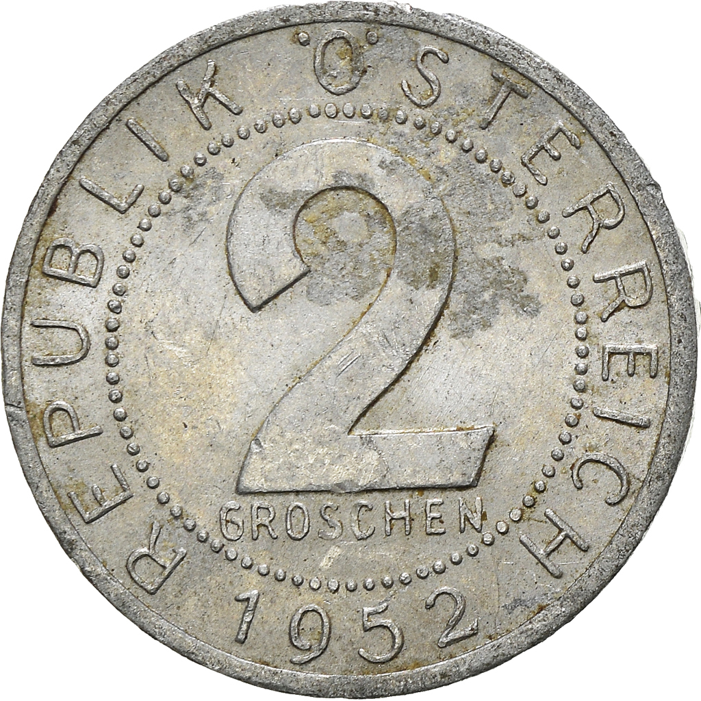 Moneda, Austria, 2 Groschen, 1952