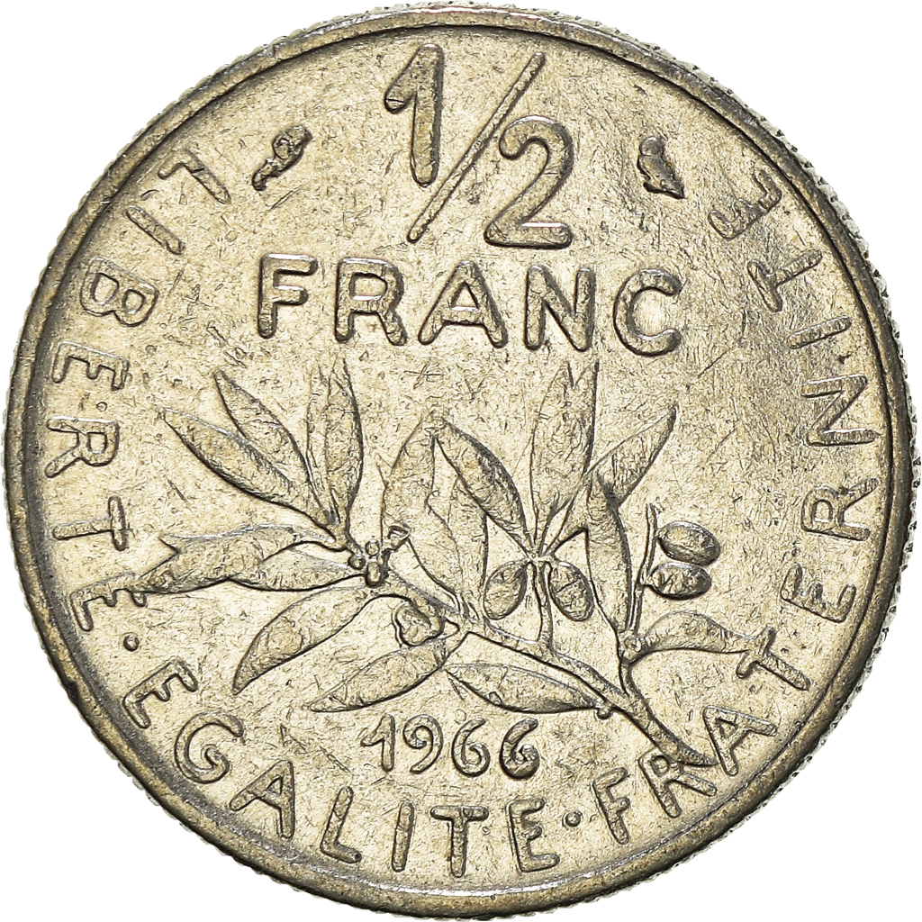 Moneda, Francia, 1/2 Franc, 1966