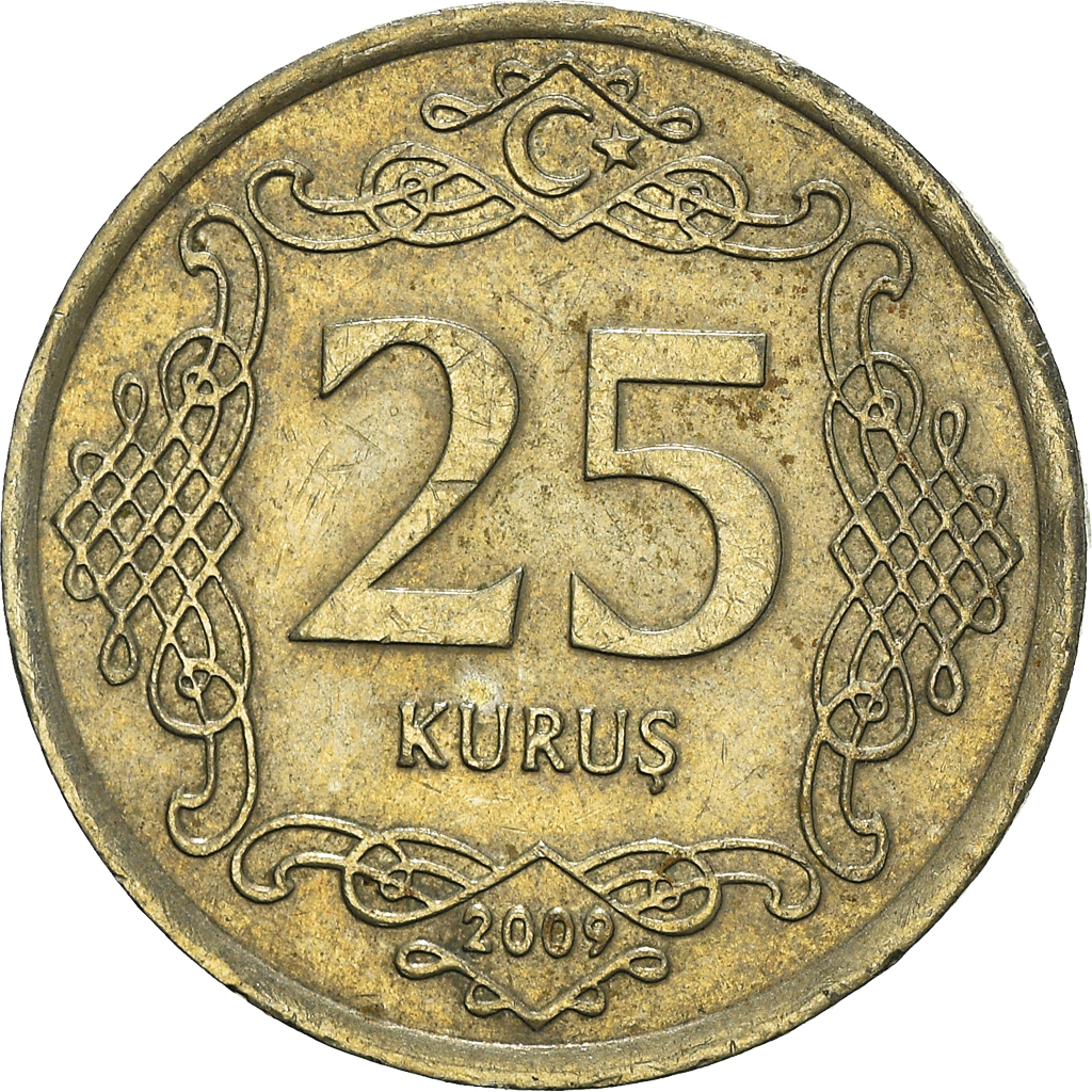 Moneda, Turquía, 25 Kurus, 2009