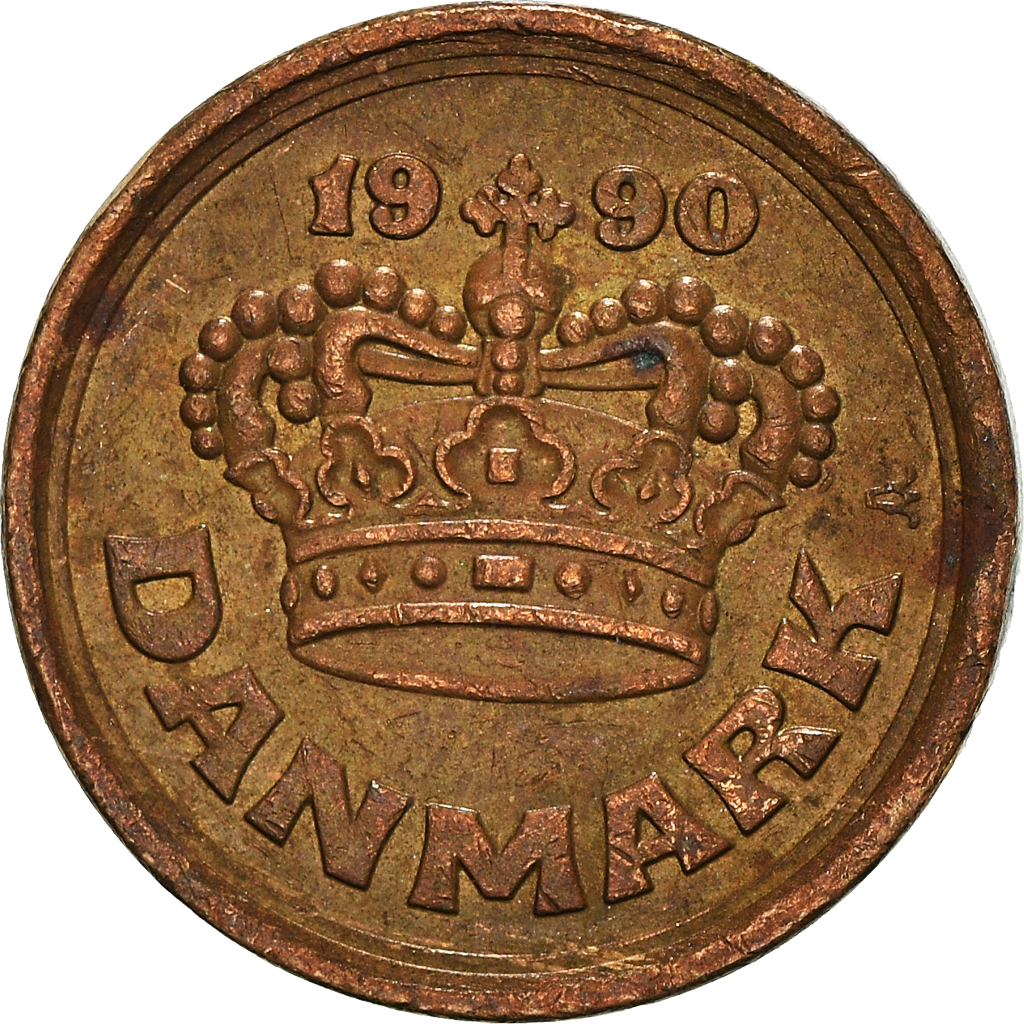 Moneda, Dinamarca, 25 Öre, 1990