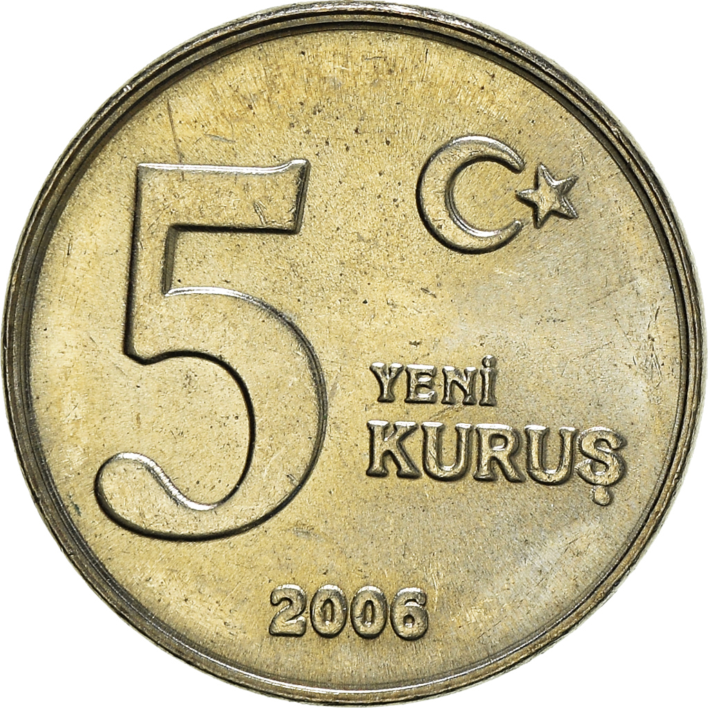 Moneda, Turquía, 5 New Kurus, 2006