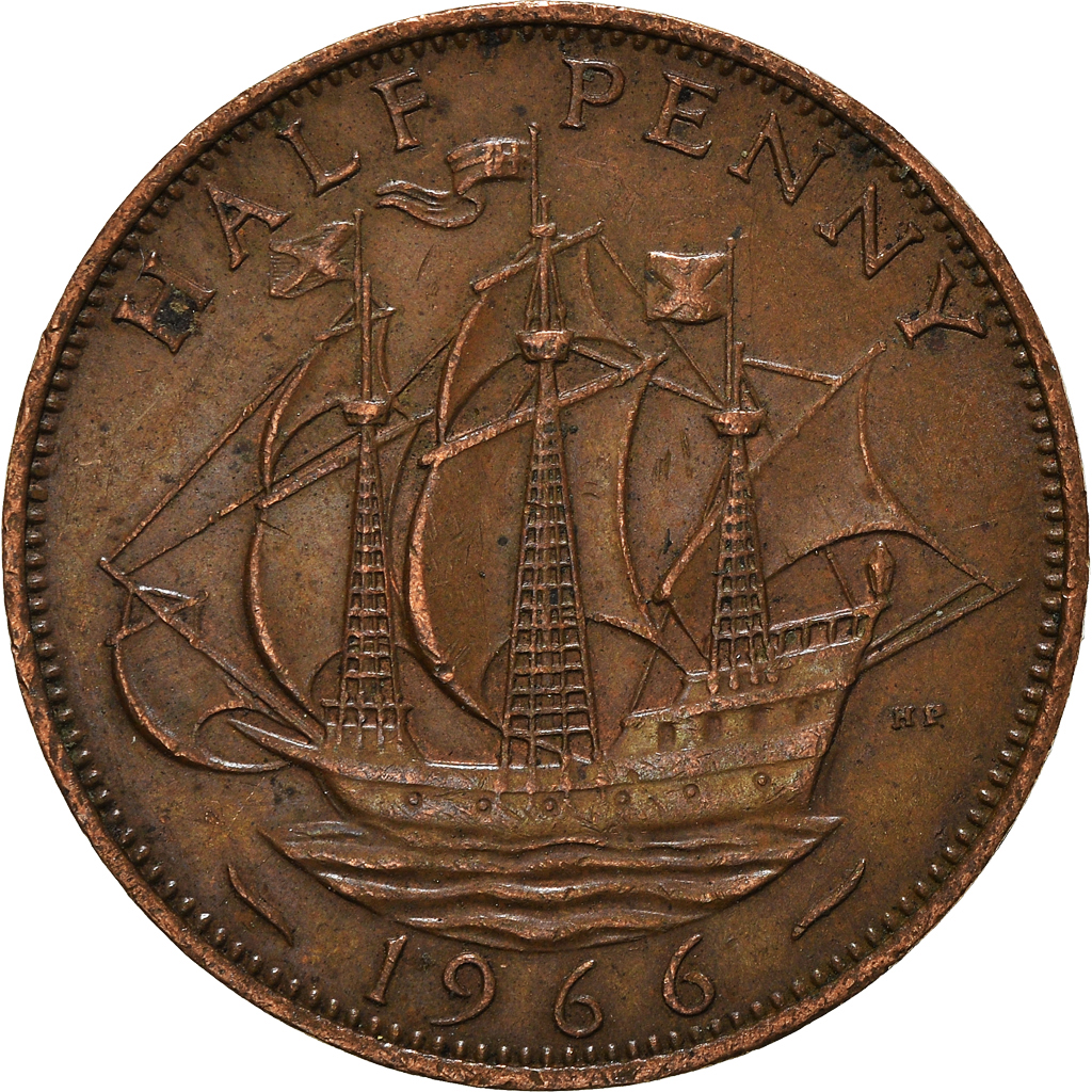 Moneda, Gran Bretaña, 1/2 Penny, 1966