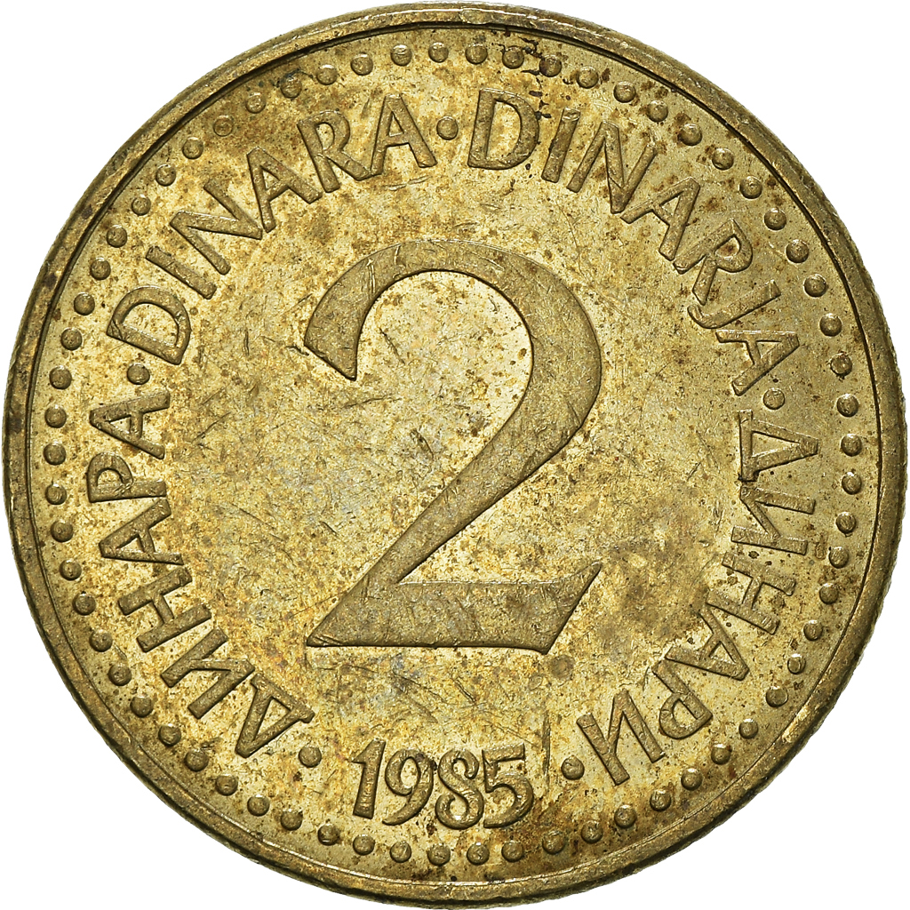 Moneda, Yugoslavia, 2 Dinara, 1985