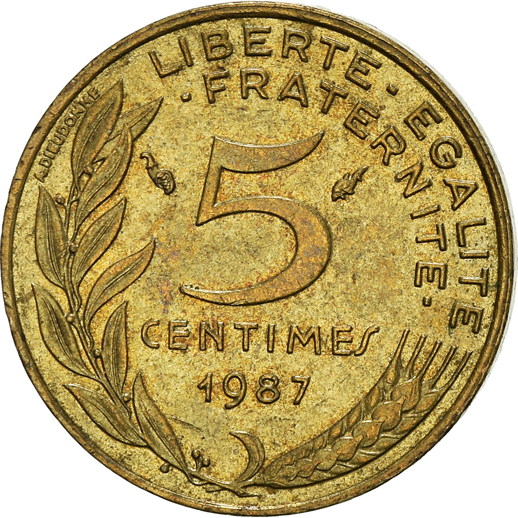 Moneda, Francia, 5 Centimes, 1987