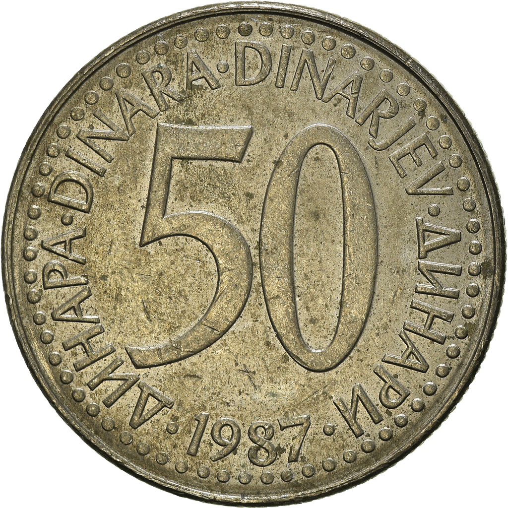 Moneda, Yugoslavia, 50 Dinara, 1987