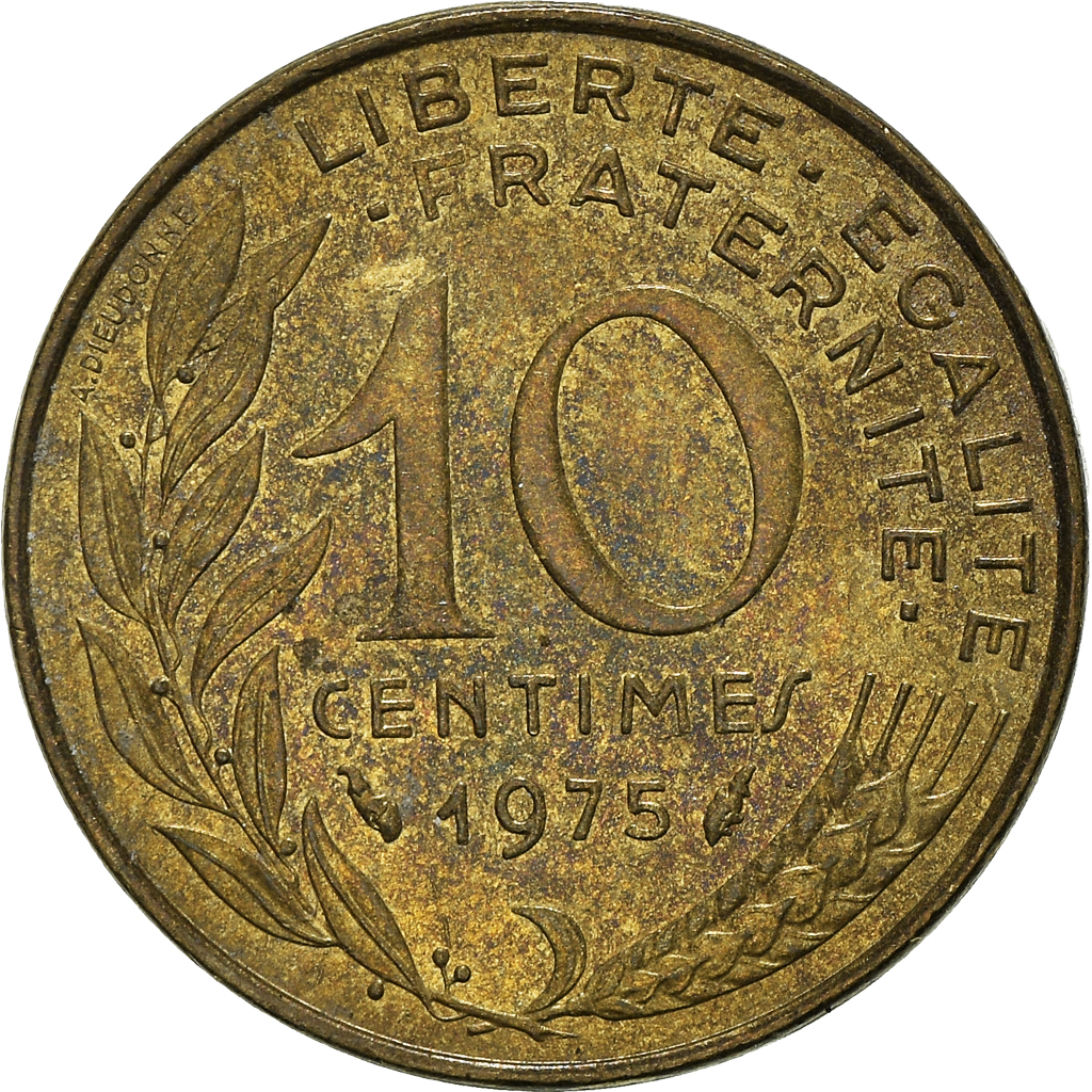 Moneda, Francia, 10 Centimes, 1975