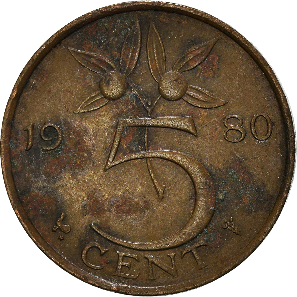 Moneda, Países Bajos, 5 Cents, 1980