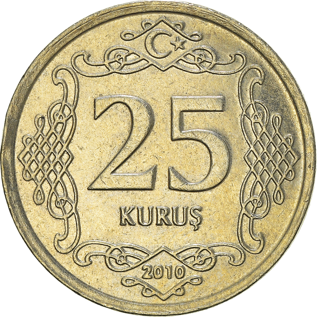 Moneda, Turquía, 25 Kurus, 2010
