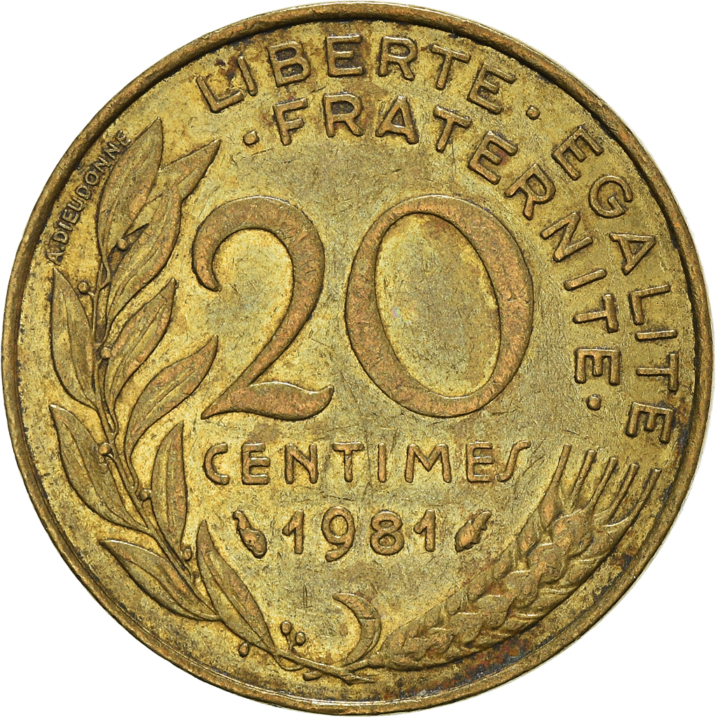 Moneda, Francia, 20 Centimes, 1981