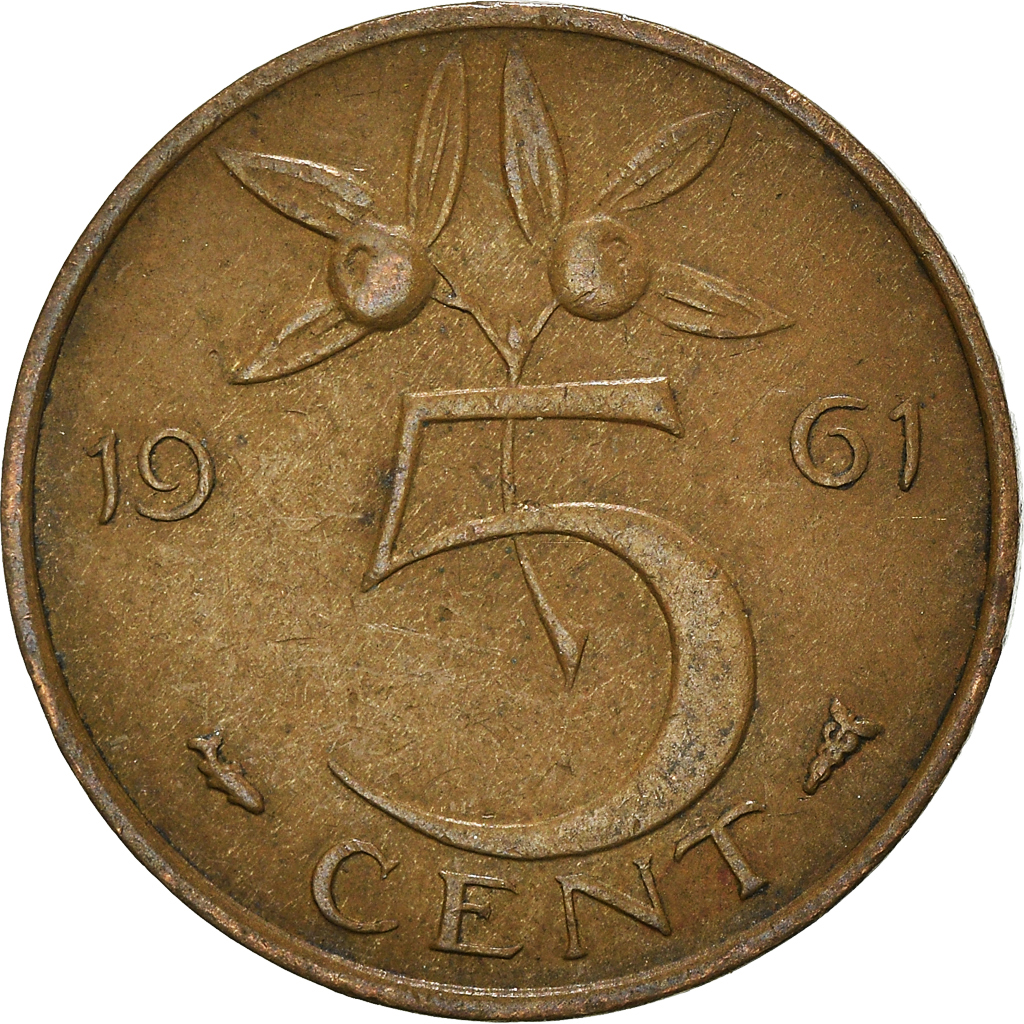 Moneda, Países Bajos, 5 Cents, 1961