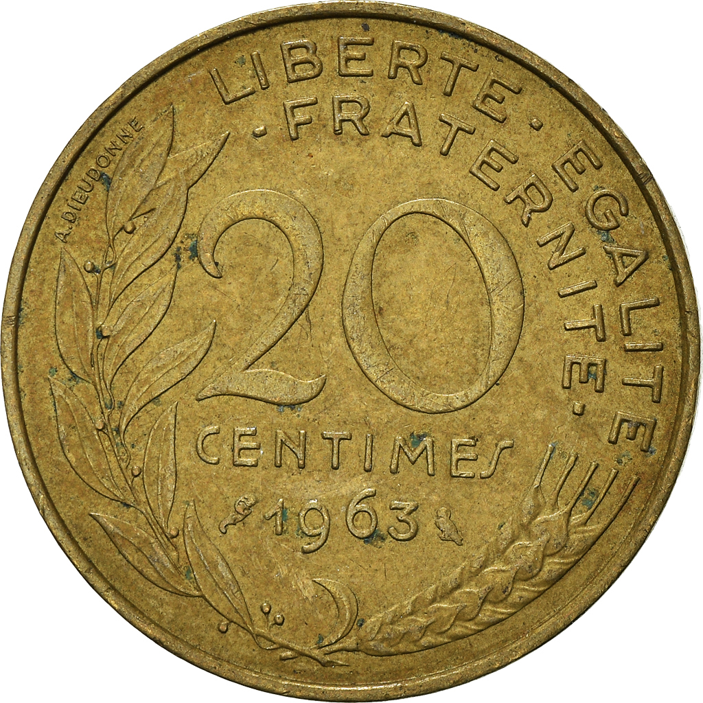 Moneda, Francia, 20 Centimes, 1963
