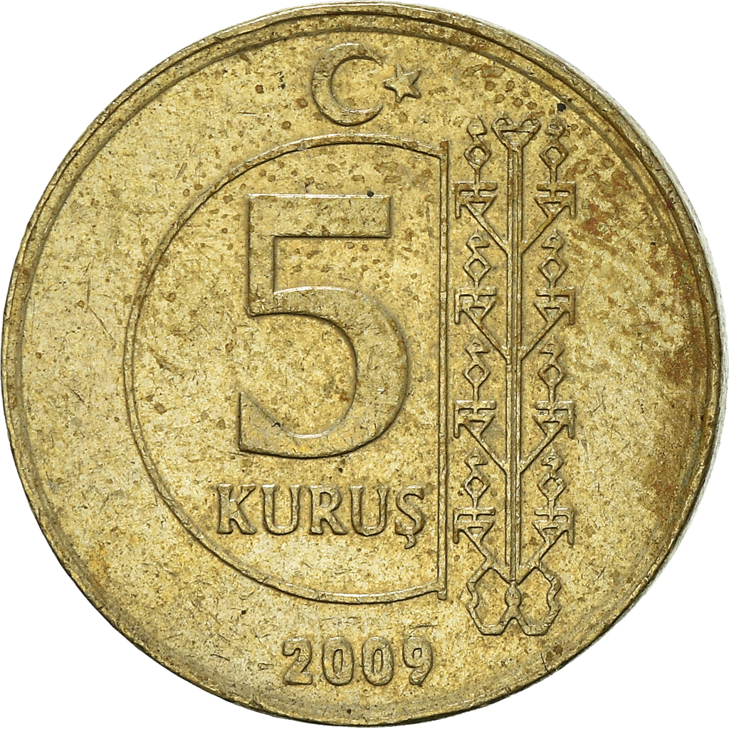 Moneda, Turquía, 5 Kurus, 2009