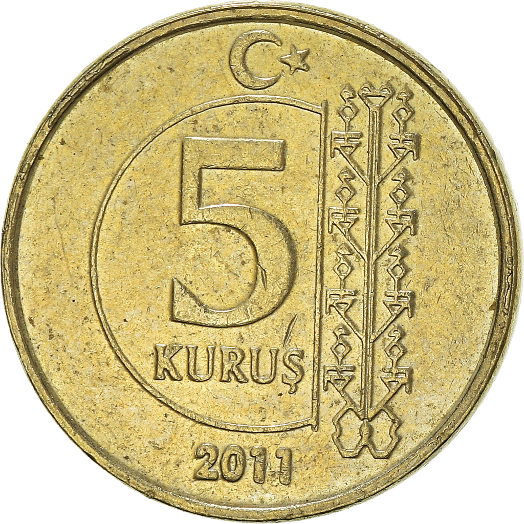 Moneda, Turquía, 5 Kurus, 2011