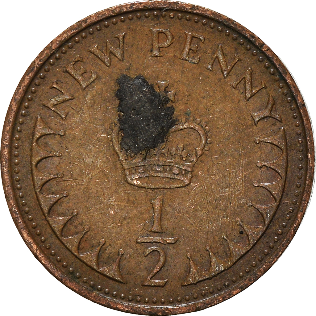 Moneda, Gran Bretaña, 1/2 New Penny, 1971