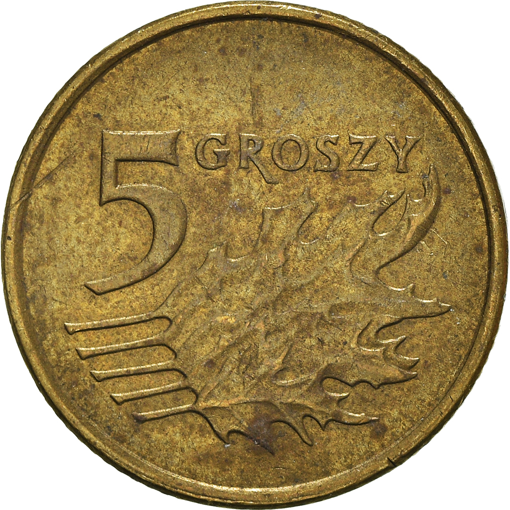 Moneda, Polonia, 5 Groszy, 2008