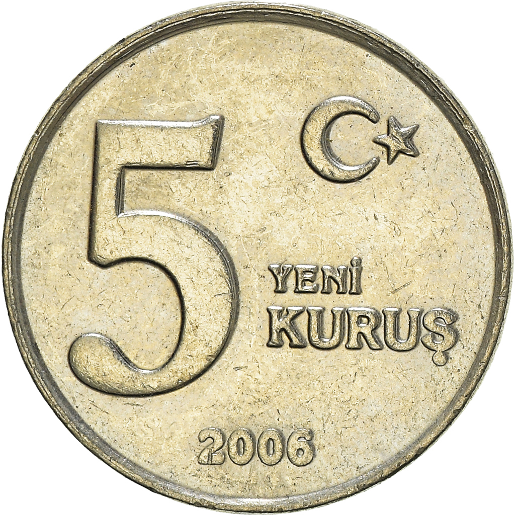 Moneda, Turquía, 5 New Kurus, 2006