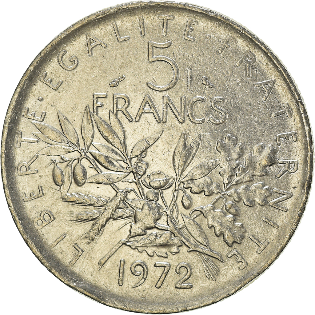 Moneda, Francia, 5 Francs, 1972