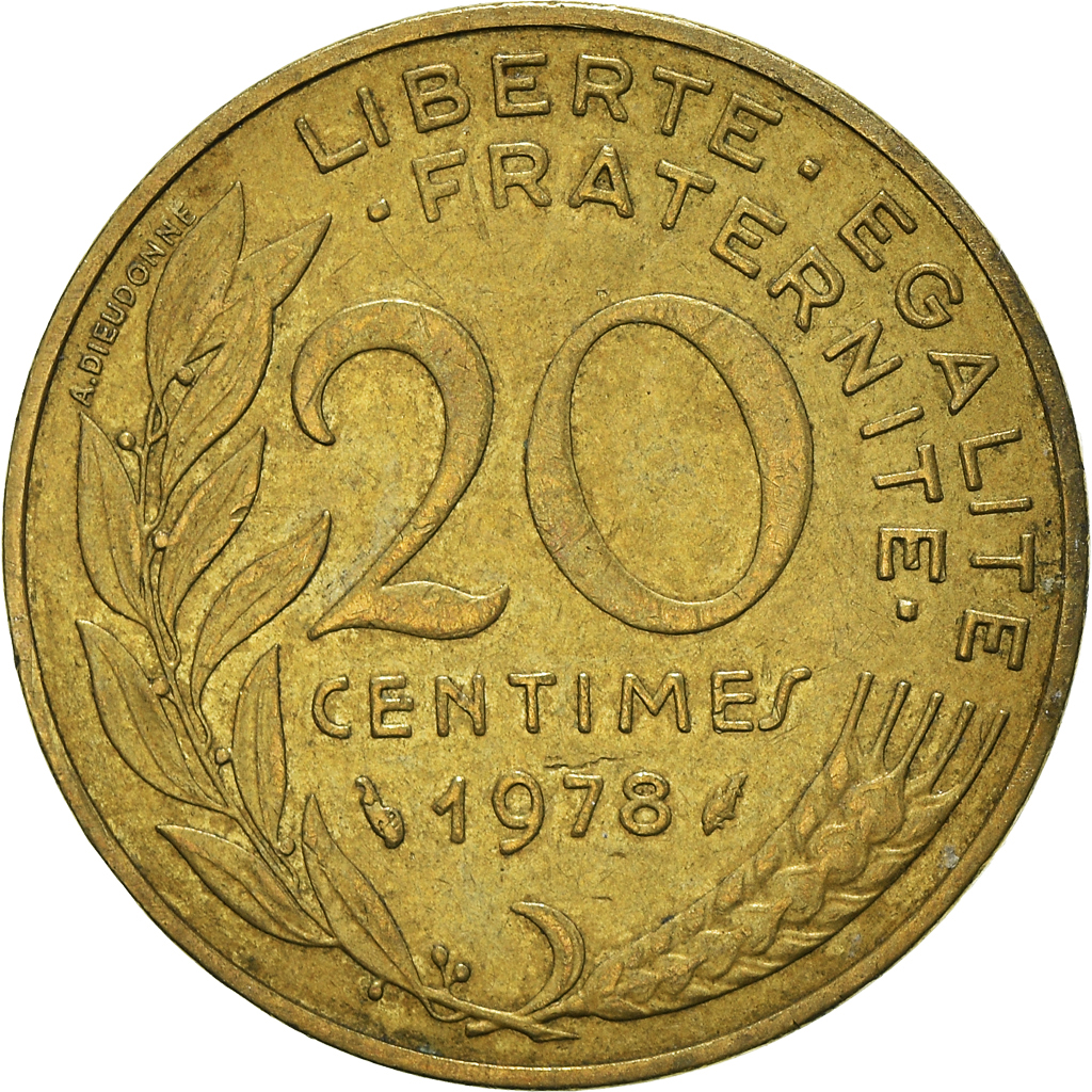 Moneda, Francia, 20 Centimes, 1978