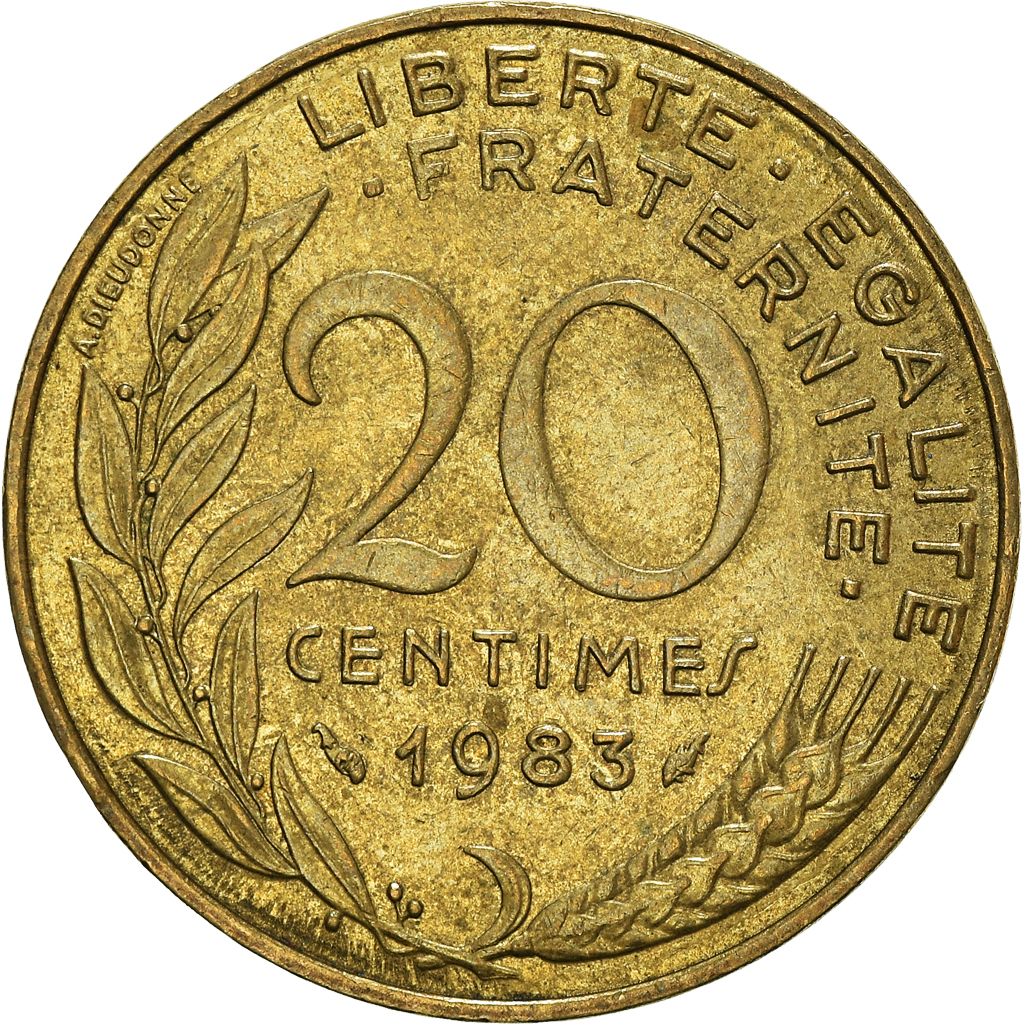 Moneda, Francia, 20 Centimes, 1983