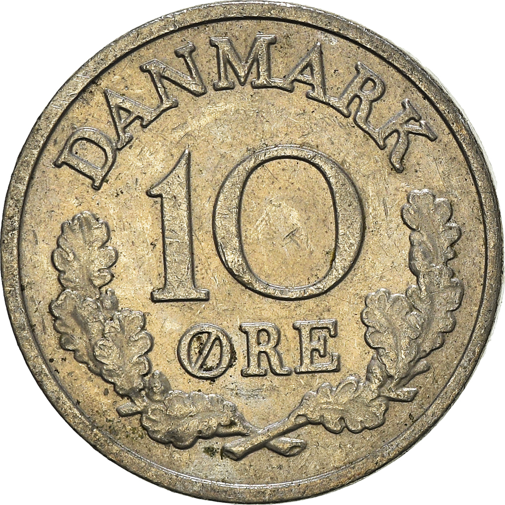 Moneda, Dinamarca, 10 Öre, 1966