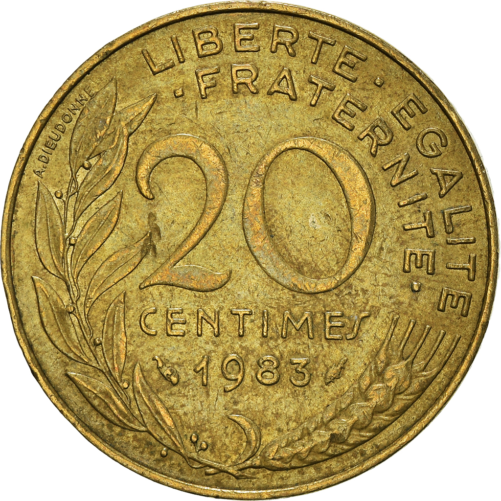 Moneda, Francia, 20 Centimes, 1983