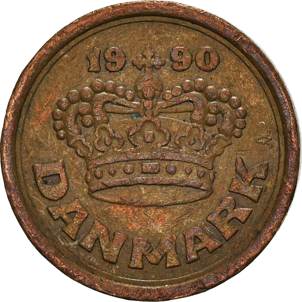 Moneda, Dinamarca, 25 Öre, 1990