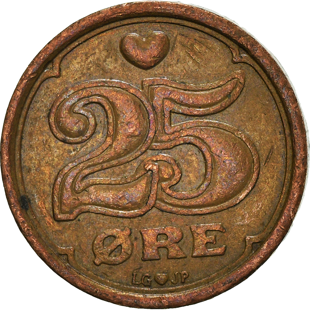 Moneda, Dinamarca, 25 Öre, 1990