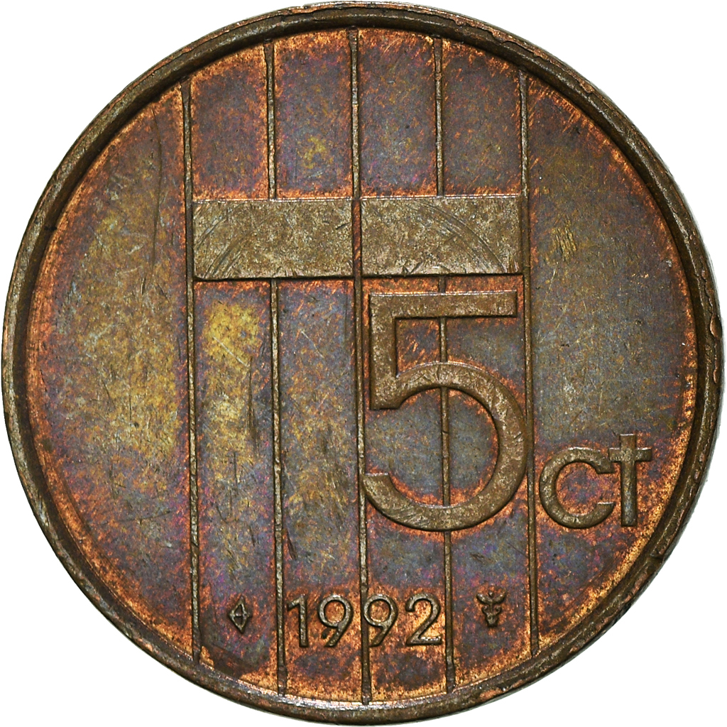 Moneda, Países Bajos, 5 Cents, 1992