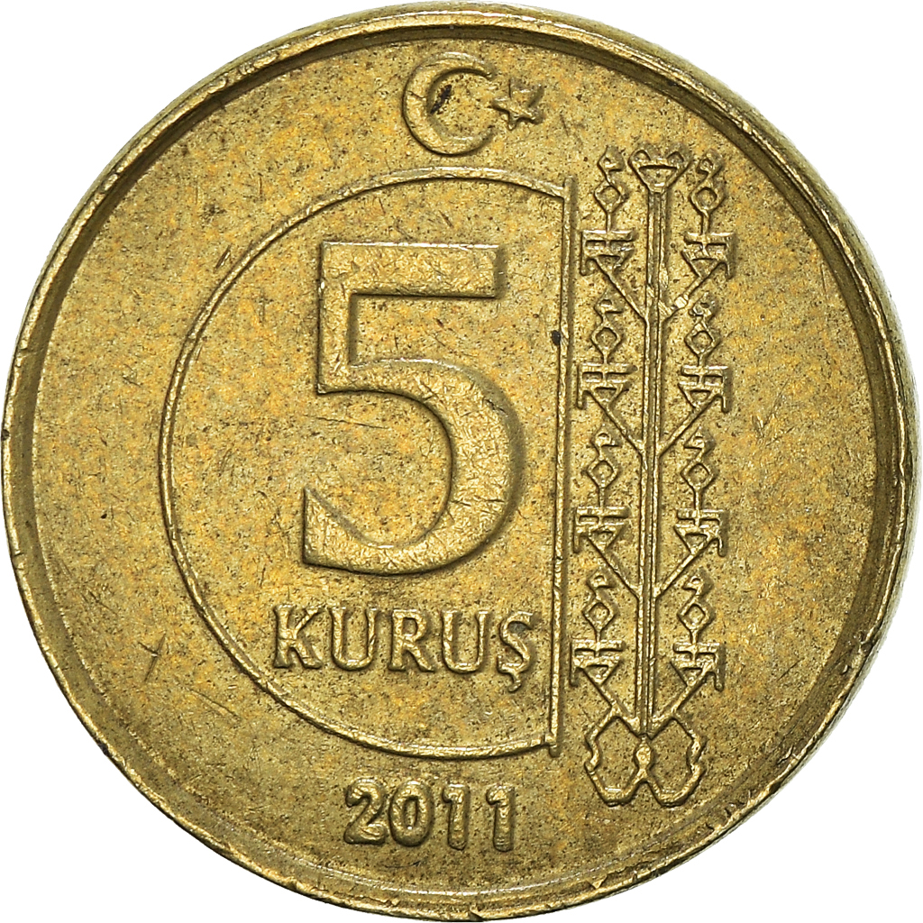 Moneda, Turquía, 5 Kurus, 2011