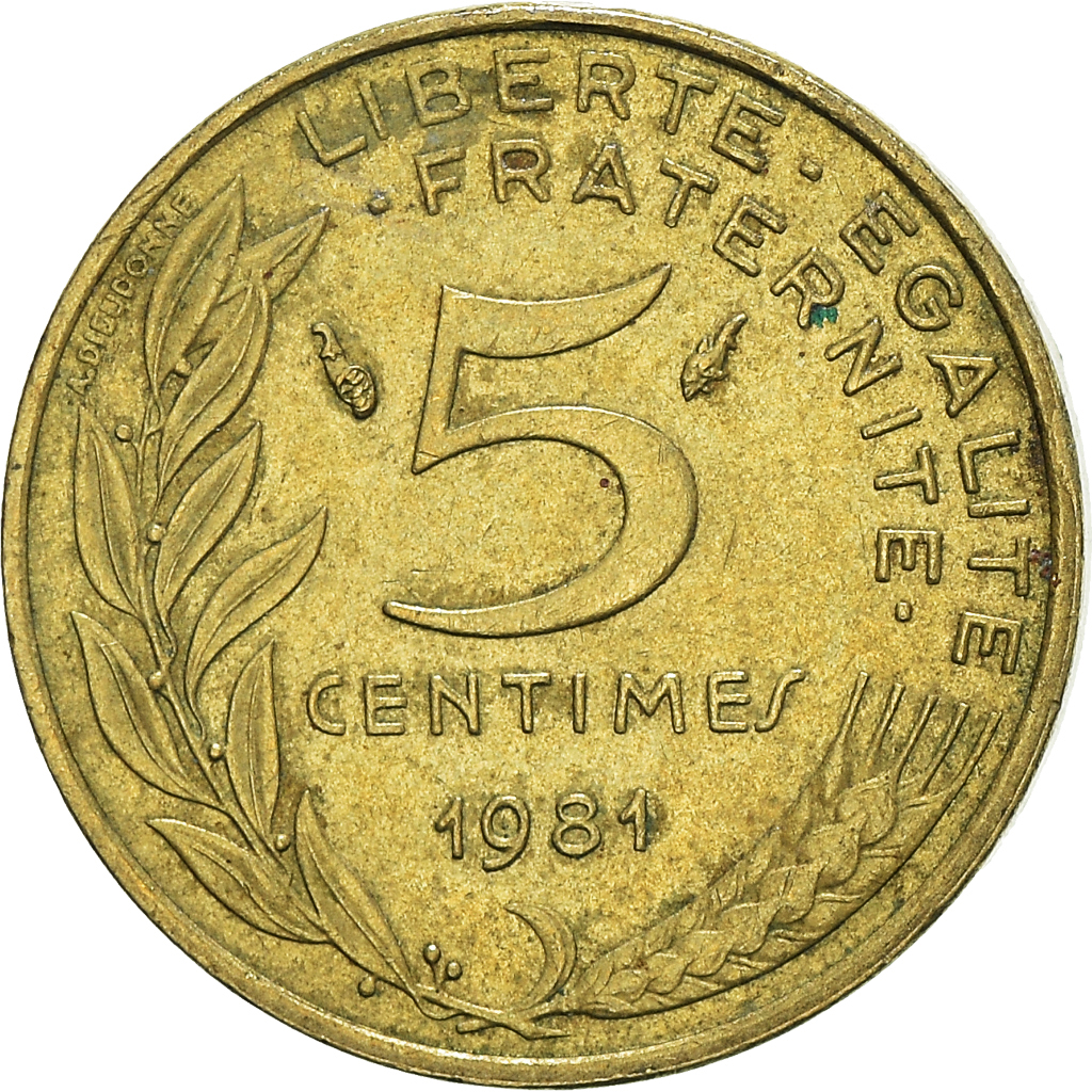 Moneda, Francia, 5 Centimes, 1981