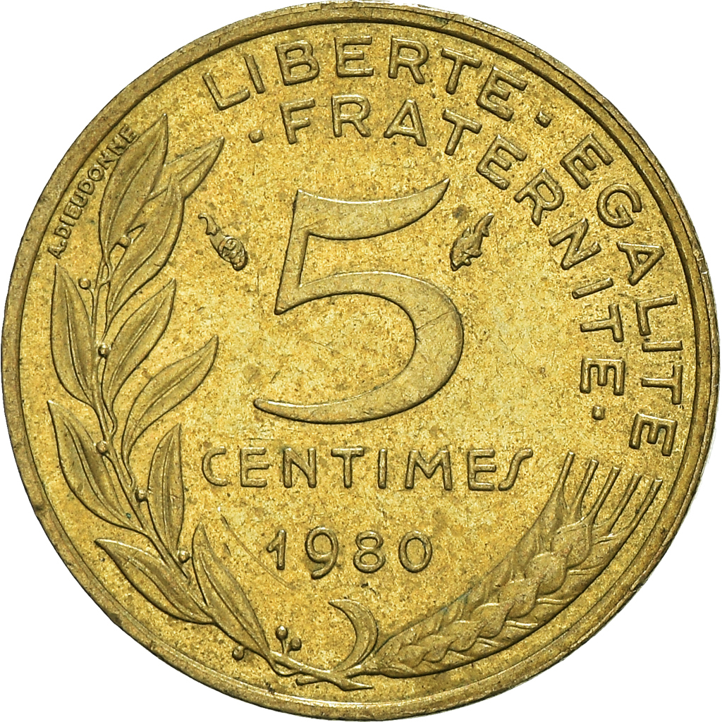 Moneda, Francia, 5 Centimes, 1980