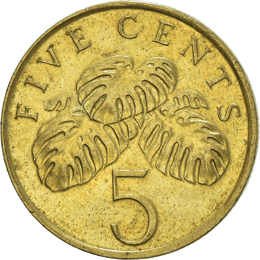 Moneda, Singapur, 5 Cents, 1995