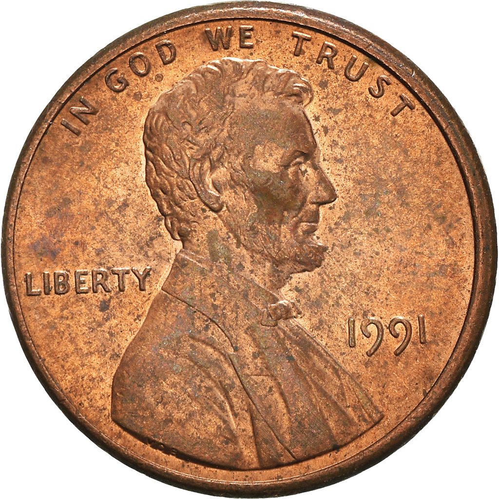 Moneda, Estados Unidos, Cent, 1991