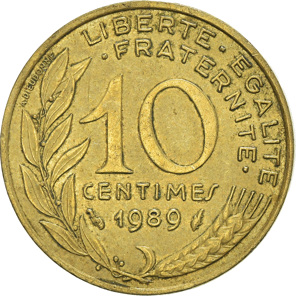 Moneda, Francia, 10 Centimes, 1989