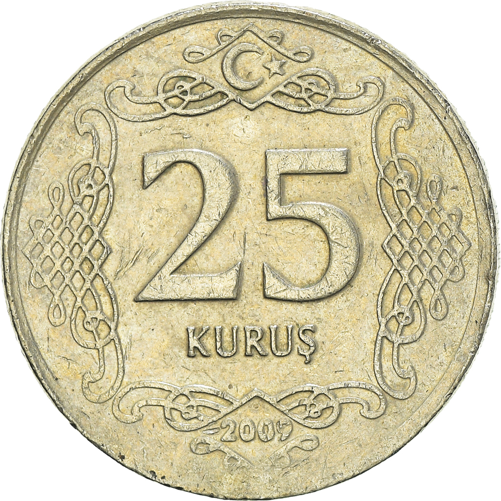 Moneda, Turquía, 25 Kurus, 2009