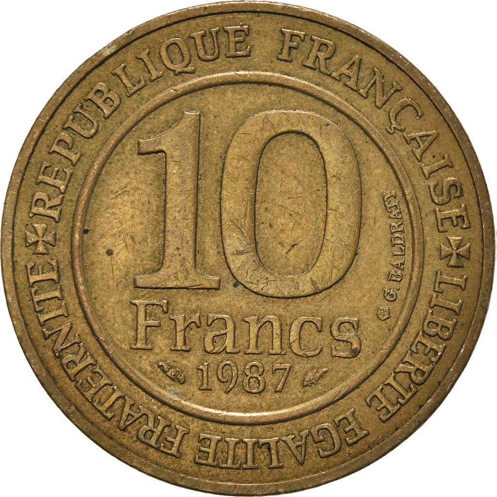 Moneda, Francia, 10 Francs, 1987