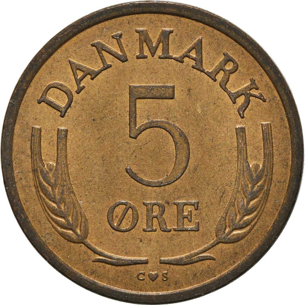 Moneda, Dinamarca, 5 Öre, 1963